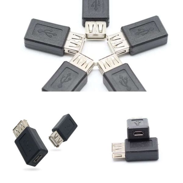 Novos adaptadores de laptop carregadores novo preto usb 2.0 tipo a fêmea para micro usb b fêmea adaptador conversor de plugue usb 2.0 para conector atacado