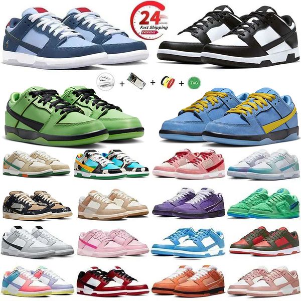 Männer Frauen Schuhe flache Turnschuhe Tiefsts Laufschuhe Panda die Powerpuff Girls Bubbles Blossom Halloween Triple Black Red World Champ Herren Casual Trainer Gai