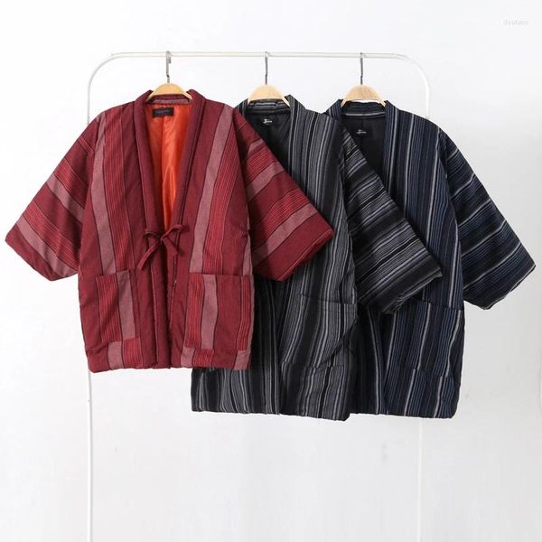 Этническая одежда, японское традиционное кимоно Хантен, женское хлопковое зимнее пальто, повседневная свободная теплая домашняя одежда, толстая куртка для пар, мужское пальто