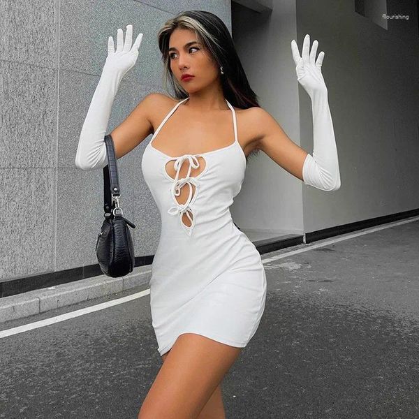 Damenbadebekleidung Strandkleid Frauen Sommer 2023 für einfarbige Hohlhals mit Handschuhen Zweiteiler Spandex Cover Up Mai weiblich Saida Praia