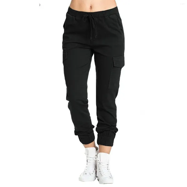 Pantaloni da donna Estate Autunno Multi Pocket Cargo Casual Elastico in vita Corsetto Corda Abbigliamento donna Pantaloni sportivi a gamba larga