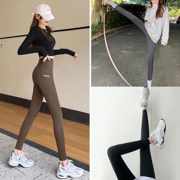 Pantaloni da donna Leggings da yoga fitness per donna Collant dimagranti senza cuciture a vita alta skinny lunghi con controllo della pancia lettere stampate