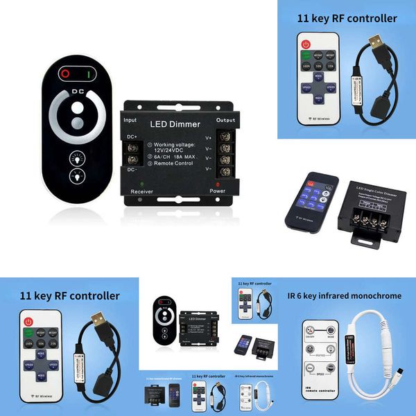 Novos adaptadores para laptop carregadores 11Key RF 30A LED dimmer de cor única DC12V-24V fita de lâmpada led controlador de escurecimento 5050 3528 interruptor de luz de tira de LED de cor única