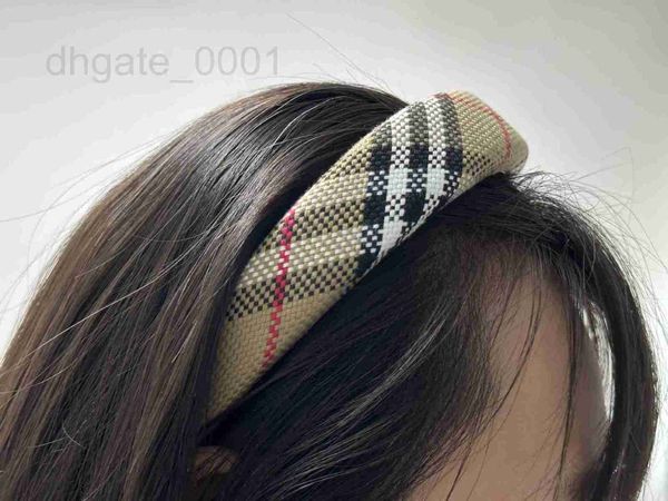 Stirnbänder Designer 2023 Braun Vintage Classic Plaid High Skull Top Wide Hair Hoop BI3N