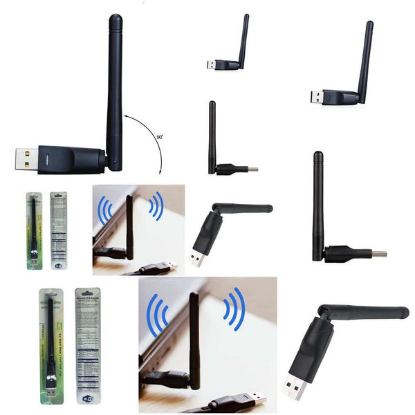 Nuovi adattatori per laptop Caricabatterie Scheda di rete wireless 150Mbps 2.4G USB 2DBi Antenna WiFi Adattatore LAN Scheda di rete Dongle Ralink per PC portatile