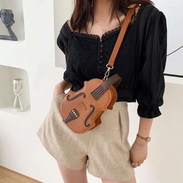 Schultaschen Violine Form PU Leder Kleine Rucksäcke Für Frauen Kreative Weibliche Umhängetasche Nähgarn Damen Mode Schulter