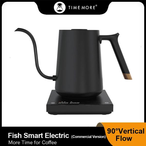 Kaffeekannen TIMEMORE Store Fish Smart Elektrischer Kaffeekessel Schwanenhals 600-800 ml 220 V Blitzwärme Temperaturregelung Topf für Küche 231214