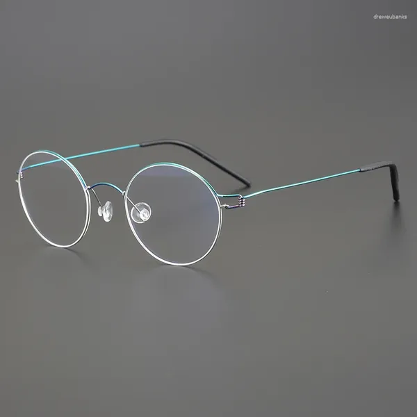 Оправы для солнцезащитных очков, Дания, дизайнерские безвинтовые очки в стиле ретро, с круглой проволокой, в воздушной титановой оправе, оправа для очков, сверхлегкие мужские и женские очки для близорукости