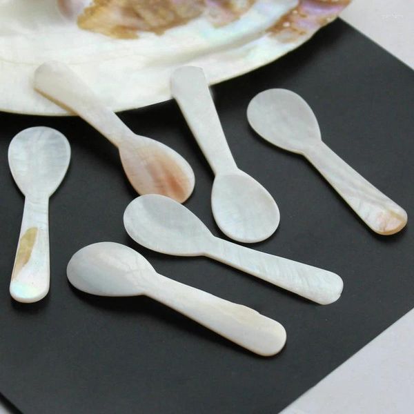 Conjuntos de louça Natural Conch Shell Sorvete Colher de Café Caviar Mãe de Pearl Seashells Mexendo Colher de Chá Cozinha Party Talheres também