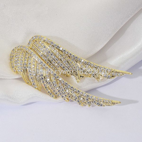 Glitzernde Engelsflügel-Brosche, glänzende Strass-Kragennadeln, Damen-elegante Kleidungsbrosche, Corsage, Dekor, Mode, Party, Schmuck, Geschenke