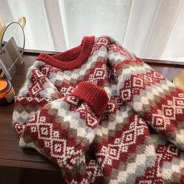 Kadın Sweaters Kadın Kazak Noel Kar Tanesi Örme Uzun Kollu O Boyun Bayanlar Jumper Moda Kış Kış Baskılı Külot Kıyafetleri