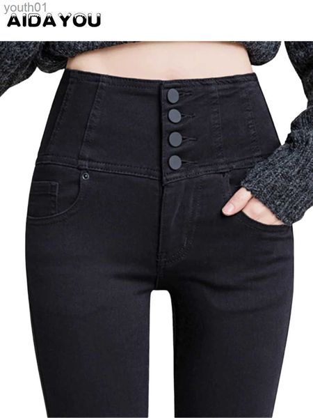 Düğme Kadınlar Sinek Kotu Kadınlar İçin Yüksek Bel Cephesi Karın Kontrolü Streç Denim Siyah Petite XS - 4xl Elbise Pantolon Pocket OUC433 ZLN231215