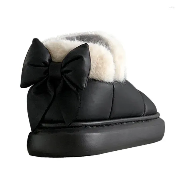 Hausschuhe Knöchelstiefel für Frauen schwarzer Buty Zimowe Damskie Ocieplane Elastic Fluffy Boot White Winter Home Shoes Enkellaarzen