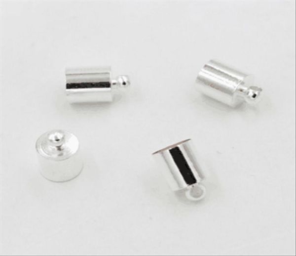 100 pçslote 4mm12mm buraco colar de prata cabo de couro tampas de extremidade de borla conector de extremidade de crimpagem diy descobertas de joias logotipo personalizado 3382937