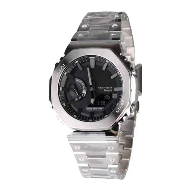 Shock Orologio shock originale GMB2100 Orologio sportivo digitale al quarzo unisex Quadrante in lega Cinturino in acciaio pieno Scatola serie rovere L'orologio è realizzato in acciaio interamente caldo di alta qualità