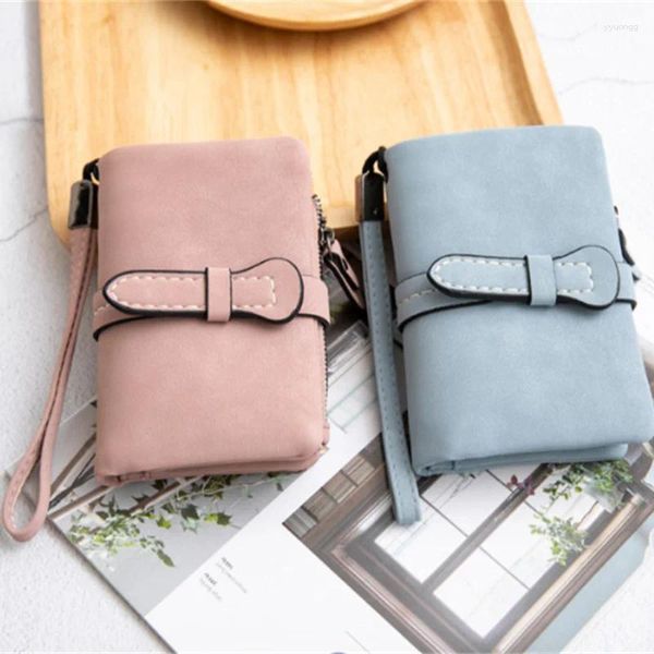 Brieftaschen Kurze Schnalle Faltende Brieftasche Für Frauen Pu-leder Geldbörse Weiblichen Kartenhalter Multi Dame Handy