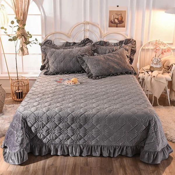 Colcha de veludo macio engrossar inverno capa de cama plissado cama xadrez roupa colcha na cama cobertor colcha colchas para folha de cama dupla 231214