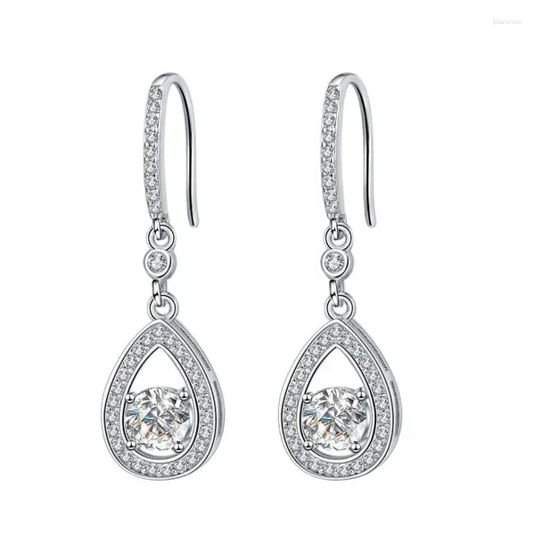 Dangle Küpeler ES0014 LEFEI Moda Modaya Dönüştüren Elmas Set Klasik Renk D Moissanit Kalp Küpe Kadınlar 925 STERLING Silver Party Charms