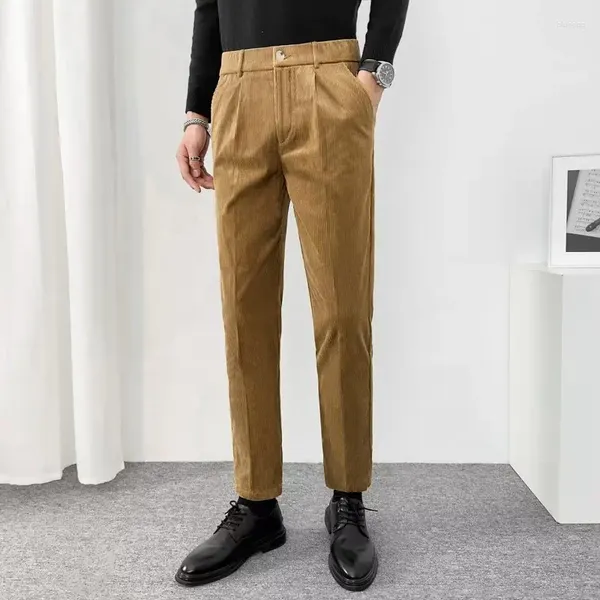 Männer Hosen Cord Casual Herbst Gerade Koreanische Mode Business Drapierte Hosen Männlich High Street Schwarz Grau Khaki