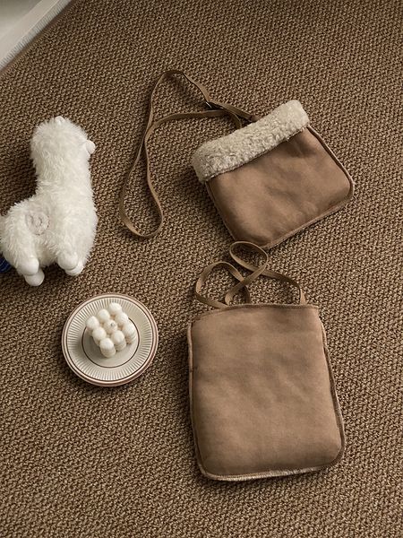 Bolsa de telefone de camurça marrom coreana com lã de cordeiro: aconchegante outono/inverno crossbody para café feminino