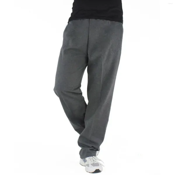 Calças masculinas golfe acolchoado casual solto reto workwear inverno mais quente luxo versão coreana escovado
