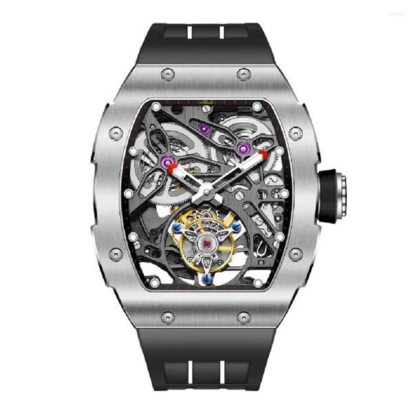 Relógios de pulso Haofa Automático Mecânico Tourbillon Mens Watch Sapphire Voando Luxo para Homens Luminoso Orologio Uomo 1908