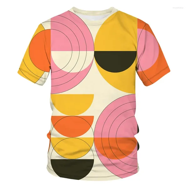 Camiseta masculina casual 3d padrão geométrico diário de manga curta verão moda o-pescoço streetwear