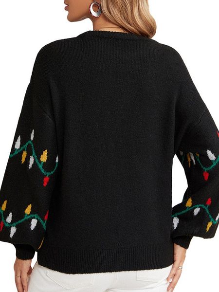 Рождественский свитер Трансграничная женская одежда из Европы и Америки Amazon Горячие продажи Цветные огни Сладкий пуловер Свободный рождественский трикотаж