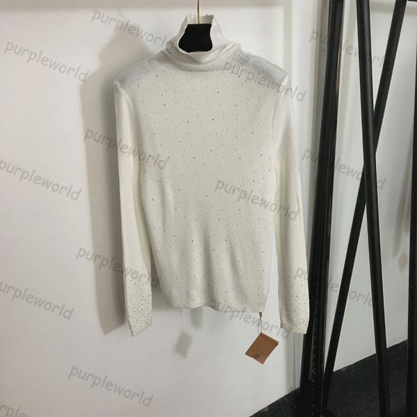 Heißes Diamant-Strick-Bottom-Hemd für Damen, modischer Pullover, Stehkragen, Slim-Fit-Strickoberteile