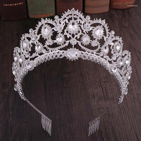 Vintage Kristall Tiaras Strass Festzug Kronen mit Kamm Barock Hochzeit Haarschmuck Zubehör