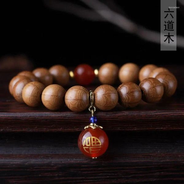 Strang Altes Material Sechs Holz Fu Mann Weltstil Handschnur 10 MM Weiblicher Literarischer Rosenkranz Dekorativer Schmuck Buddha Perle