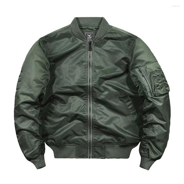 Jaquetas masculinas roupas elegantes zip up casaco militar beisebol vôo piloto casacos costela manga grossa blusão homem outwear topos