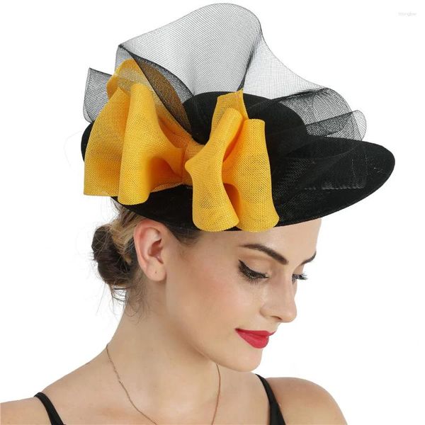 Cappelli derby con fascinator per capelli grandi da donna con accessorio per cappellino in rete per modisteria per le donne Copricapo elegante con piume da corsa per spettacoli di feste