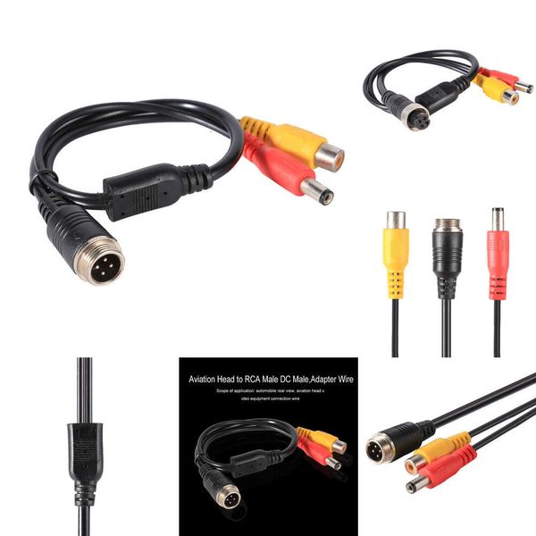 Cabeça de aviação para rca fêmea dc macho adaptador de cabo de extensão conversor de cabo de extensão profissional para câmera cctv segurança dvr