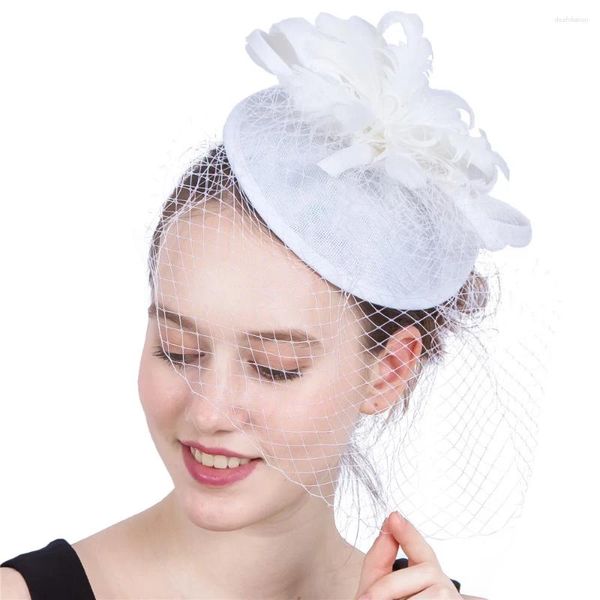 Bride Wedding Mesh Fascentor Hats Igreja Race Headwear para Ladiers Veis Chapeau Cap faixa da cabeça Acessórios para cabelos