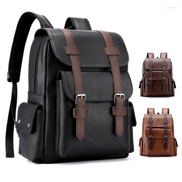 Школьные сумки, мужские рюкзаки из искусственной кожи, большие рюкзаки для ноутбуков, мужские Mochilas, черная школьная сумка для мальчиков-подростков, коричневая сумка A Dos