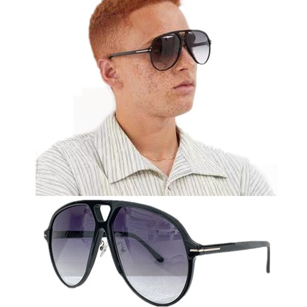 2024 luxTMFN Modell Herren Big Pilot Sonnenbrille mit Farbverlauf UV400 061 64-13-140 leichte Plank-Vollrand-verstellbare Nasenpads für Korrekturbrillen Komplettset-Designetui