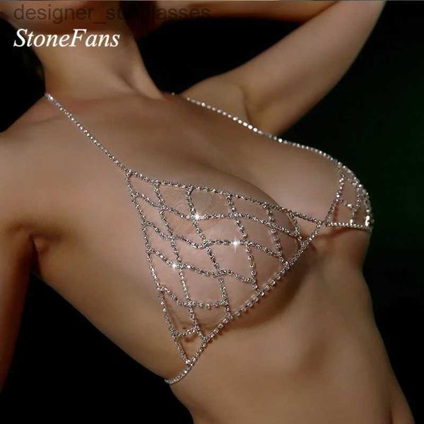 Altri accessori moda StoneFans Reggiseno con strass Catena Crystal Beach Bo Gioielli Brillante pettorina Bikini Bo Catena Collana da donna Drop ShippingL231215