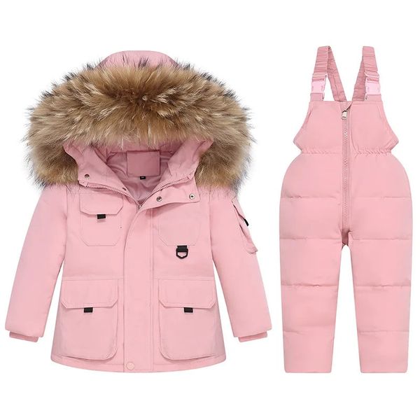 Куртки детские, с большим воротником из перьев, пуховик, зимняя куртка для детей от 0 до 6 лет, высококачественный белый утиный пух, утепленный, теплый 231215