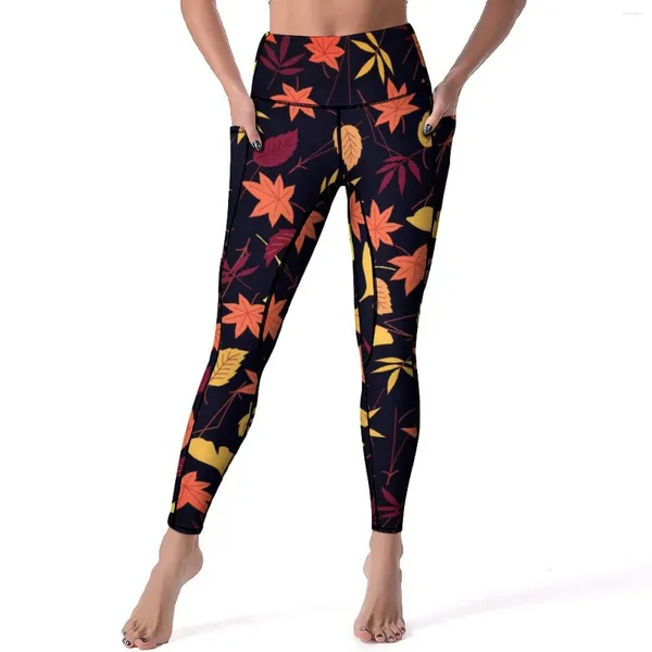 Damen-Leggings, fallendes Blatt, sexy Herbstblätter, Push-Up-Yoga-Hose, Kawaii, dehnbare Leggins, Damen-bedruckte Fitness-Sport-Leggings