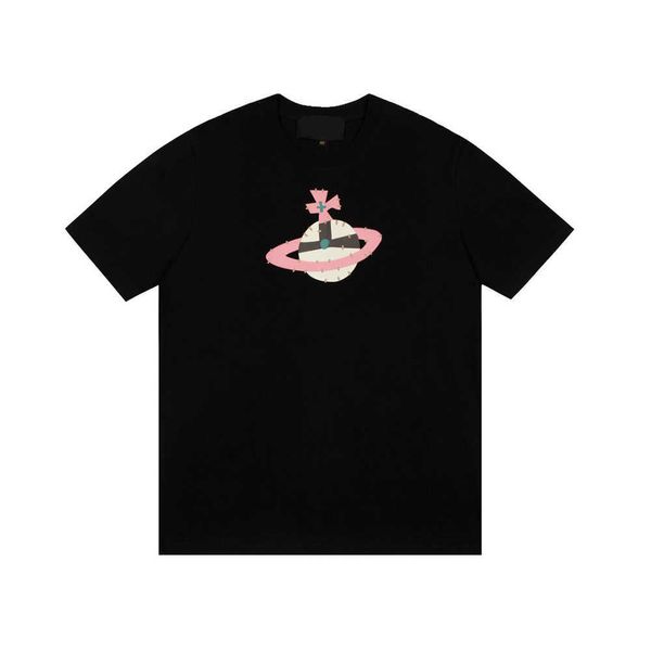T-shirt West Wood Empress Dowager Vivienne Saturn Graffiti Ricamo T-shirt da uomo e da donna ampia vestibilità manica corta 867