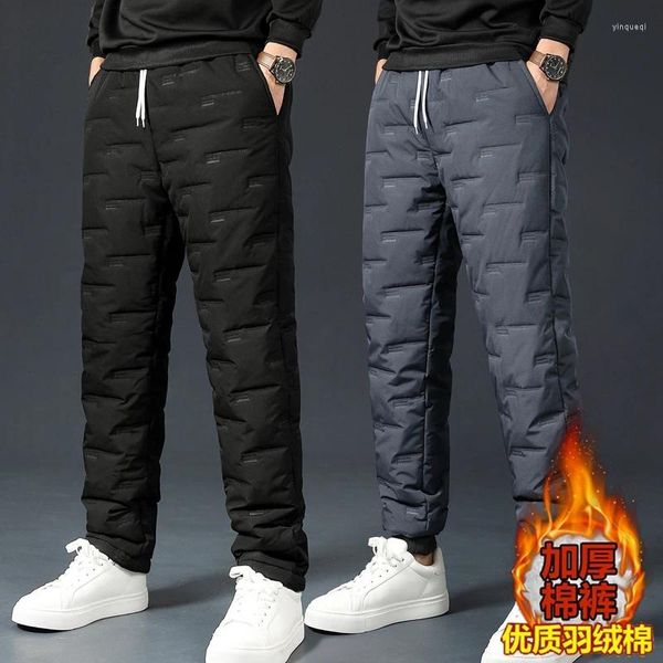 Herrenhosen im Angebot, Herren-Winter-Plüsch-dicke Fleece-Jogginghose, Lammwoll-Thermohose, wasserdicht, winddicht, warm, lässig, Daunen-Baumwolle