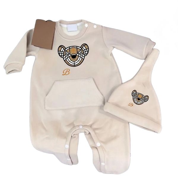 Neugeborenen Designer Männer und Frauen Baby Krabbeln Baumwolle Onesie Brief drucken Mode Ha Kleidung Latzhaube Zweiteiliges Set D012