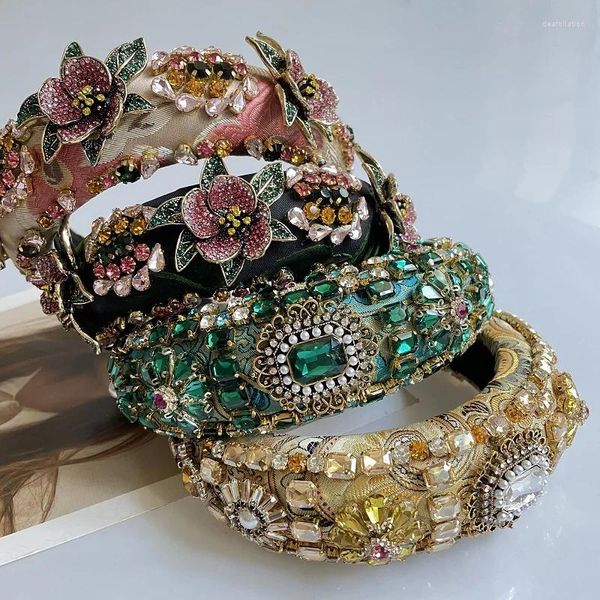 Luxus Barock Strass Stirnband Weit gepolsterter Kopfschmuck Haar Band Hochzeit Kopfbekleidung Frauen Brautzubehör