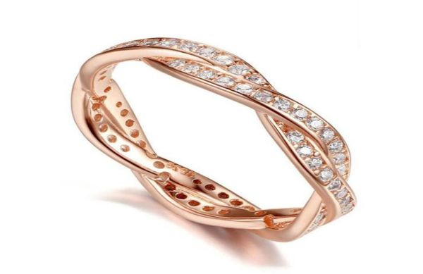 Großhandels-Damen-925-Sterlingsilber-CZ-Diamant-Ring-Set mit Originalverpackung für luxuriöse Mode, gewundener Hochzeitsgeschenk-Ring1170221