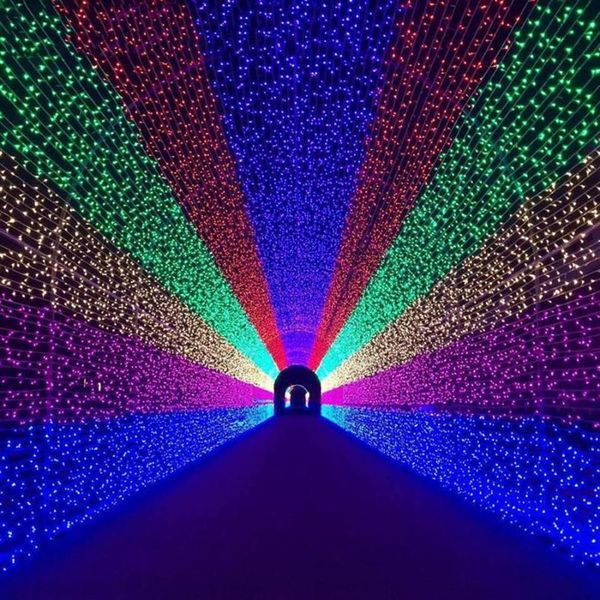 Thrisdar 6x4m 880led rede de luz de natal jardim malha guirlanda de fadas ao ar livre feriado festa de casamento pano de fundo corda led strings276q