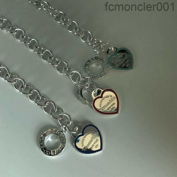 Bracciale di marca a forma di cuore con fibbia Ot in argento sterling S925 per coppia di uomini e donne GIJ6