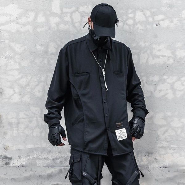 Fatos masculinos Yamamoto estilo preto design camisa japonês retro simples solto assimétrico designer moda