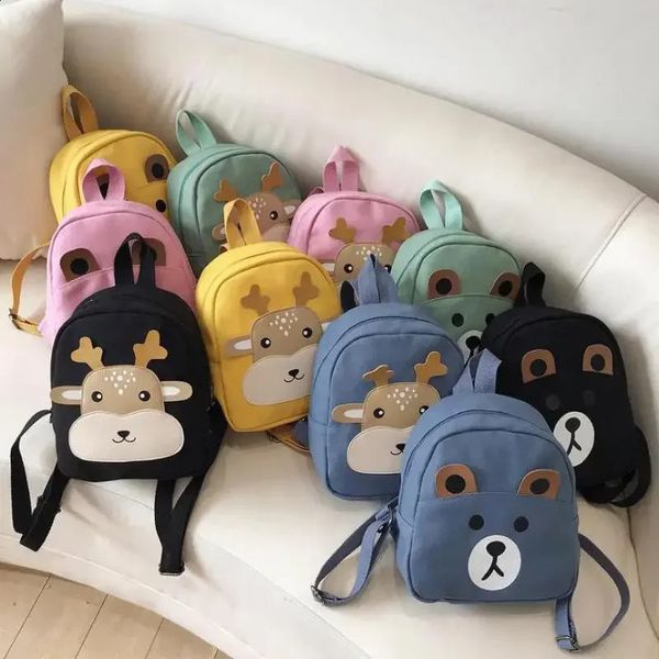 Mochilas de alta capacidade dos desenhos animados saco escolar mochila infantil saco de escola meninas saco de escola emendado saco de cervo moda animal bonito urso 231214