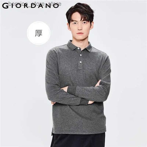 Herren Polos Giordano Men Polo Thick Sanding Langarm-Poloshirt 100 % Baumwolle Casual Poloshirts 01012781 Q231215
